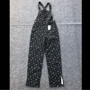 We Wore What slouchy slit overalls watercolor ditsy floral size S